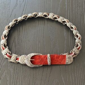 Elegant Nanni Silver and Red Concho Belt